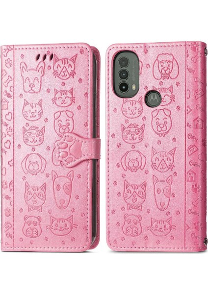 Moto E40 Darbeye Kapak Kapak Karikatür Hayvanlar Için Kılıf Kısa Kayış Vaka (Yurt Dışından)