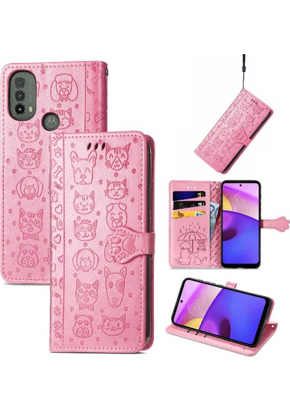 Moto E40 Darbeye Kapak Kapak Karikatür Hayvanlar Için Kılıf Kısa Kayış Vaka (Yurt Dışından) fiyatları