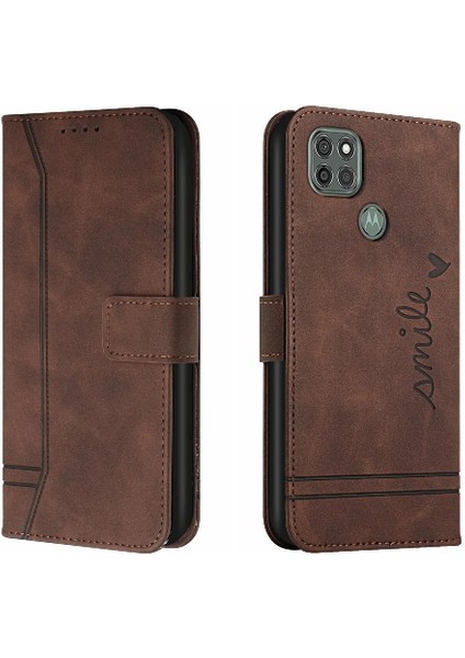 Motorola Moto G9 Güç Flip Folio Cüzdan Kart Yuvaları Kapak Için Telefon Kılıfı (Yurt Dışından)