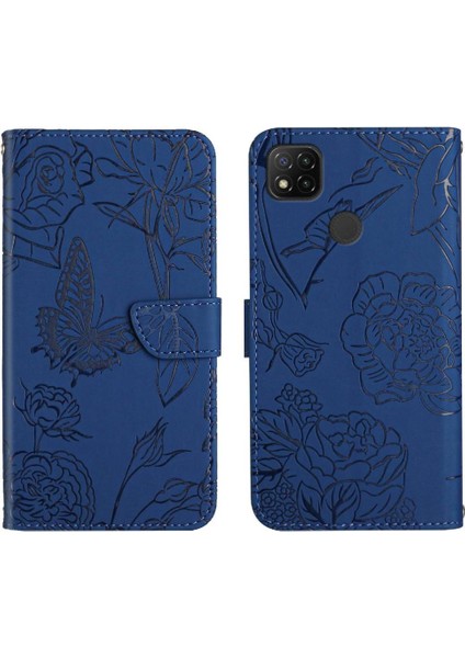 Xiaomi Redmi 9c Darbeye Deri Kılıf Çiçekler ve Kelebekler (Yurt Dışından)
