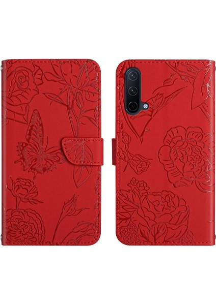 Oneplus Nord Ce 5g Için Kılıf ile Bilek Kayışı Çiçekler ve Kelebekler Durumda (Yurt Dışından)