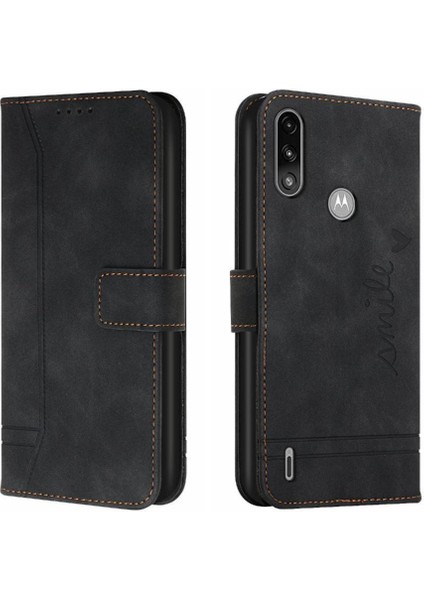Motorola Moto E7 Güç Için Telefon Kılıfı Pu Deri El Kayışı Flip Folio (Yurt Dışından)