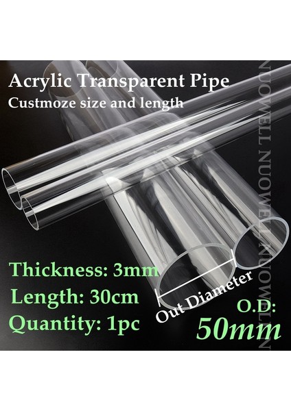 Dış Çap 50MM Stili Uzunluk 30CM M Uzunluk Od 16 ~ 90MM Şeffaf Akrilik Akvaryum Balık Tankı Ortak Boru Bahçe Sulama Kaynağı Pleksiglas Tüp (Yurt Dışından)