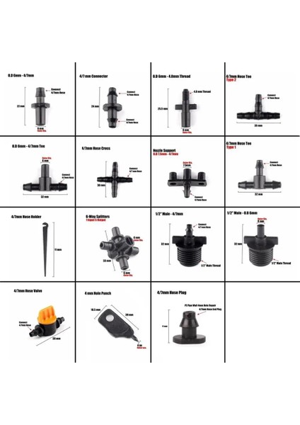 4L7MM Bağlayıcı Stili Çeşitleri Bahçe Hortumu Konnektörleri Mikro Damla Sulama Sistemi Yumuşak Boru Hortum Bağlantıları Tee Bölücüler Fiş Su Konnektörü (Yurt Dışından)