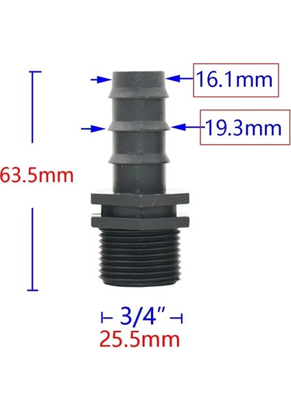 3ı4 - 20MM Stili Hortum Dikenli Konnektörlere Iplik "pe Tüp Su Hortumu Konnektörü 4 Adet (Yurt Dışından)