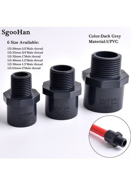 1ı2 Inç Ila 20 mm Arası Stil 5 Adet "~ 2" Erkek Konu Pvc Boru Koyu Gri Düz Konnektör Akvaryum Su Deposu Borusu Hızlı Eşit Ortak Bahçe Sulama Armatürleri (Yurt Dışından) fiyatları