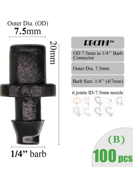 AX100 Adet Tarzı Rbcfhı Id- Bahçe Idod-6.0icro Nozullar Için Konnektörler Sprinkler Sulama Sulama Kaplin Adaptörü Kazıkları (Yurt Dışından)