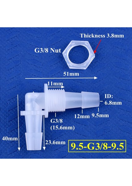 9.5-G3I8-9.5 Stili 20 Parça 5~ Altıgen Somun M6~g Agoda Dirsek Konnektörleri Akvaryum Tankı Hava Pompası Hortum Bağlantıları Sulama Boru Ek Parçaları (Yurt Dışından)