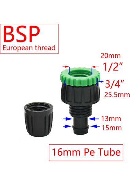 16MM Tarzı Bahçe Musluğu "hortum Hızlı Bağlantı Barb Su Borusu Ortak Erkek Dişi Diş Damla Sulama Adaptörü (Yurt Dışından)