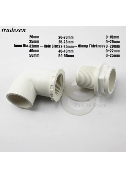Beyaz Stil ID50MM I.D20~50MM Pvc Akvaryum 90° Dirsek Drenaj Konnektörü Balık Tankı Taşma Derzleri Su Giriş Çıkışı Besleme Borusu Drenaj Bağlantı Parçaları (Yurt Dışından) indirimleri