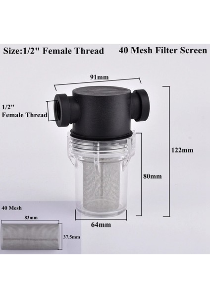 1ı2 Inç 40 Mesh Stili 1 Bilgisayar Inç Bahçe Sulama Filtresi Gölet Sulama Filtresi Akvaryum Balıkları Tankı Su Pompası Süzgeç 10 ~ 80 Mesh Filtre Ekranı (Yurt Dışından)