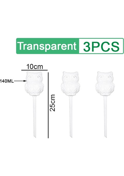 3 Adet Baykuş Tarzı Otomatik Bitkiler Damla Sulama Sistemi Otomatik Sulama Başak Çiçek Kapalı Ev Bahçe Saksı Suları Kendinden Sulama Besleyici (Yurt Dışından)