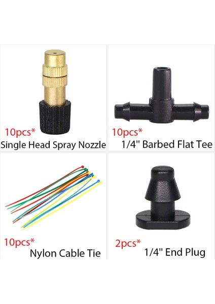 U Tarzı Bahçe Damla Sulama Kiti Mikro Mist Sprey Soğutma Sistemi Hortumu Tee Konnektörlü Otomatik Sulama Yağmurlama Damlatıcı (Yurt Dışından)