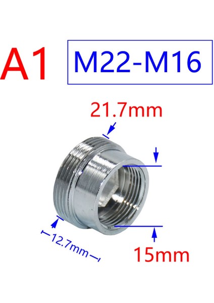 M22 x M16 Stili Gümüş 1 Dişli Konnektör Pirinç Musluk Adaptörü Için Musluk Konektörü 1 Adet (Yurt Dışından)