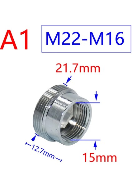 M22 x M16 Stili Gümüş 1 Dişli Konnektör Pirinç Musluk Adaptörü Için Musluk Konektörü 1 Adet (Yurt Dışından)