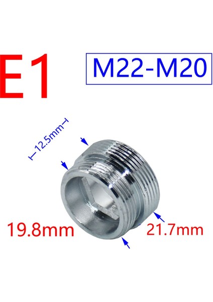 M22 x M16 Stili Gümüş 1 Dişli Konnektör Pirinç Musluk Adaptörü Için Musluk Konektörü 1 Adet (Yurt Dışından)
