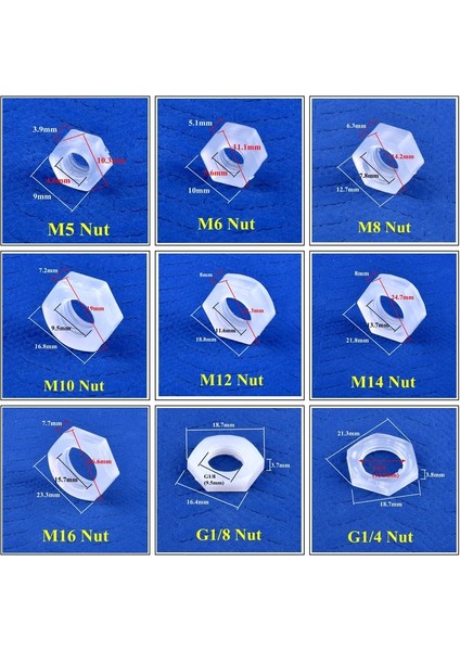 M5 Somun Stili 20 Parça 5~ Gıda Sınıfı Pp M5~ G"~g1" Altıgen Somun Dişli Akvaryum Balık Tankı Hava Pompası Hortum Konnektörleri Sulama Su Borusu Bağlantısı (Yurt Dışından)