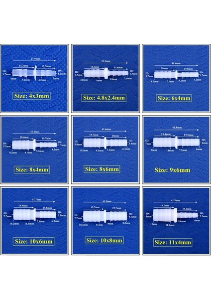 12X6MM Pe Stili 5 Parça 5~~12MM 2.4~9mm Pe Plastik Pagoda Doğrudan Konektörü Azaltarak Akvaryum Tankı Hava Pompası Adaptörü Sulama Borusu Hortum Bağlantısı (Yurt Dışından) modelleri