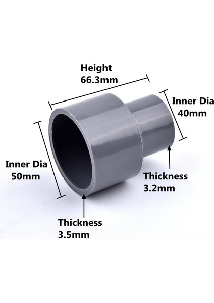 50-40MM Tarzı 1 Parça 1 mm Pvc Düz Redüksiyon Konnektörleri Su Borusu Bahçe Sulama Su Borusu Konnektörü Akvaryum Adaptörü (Yurt Dışından)
