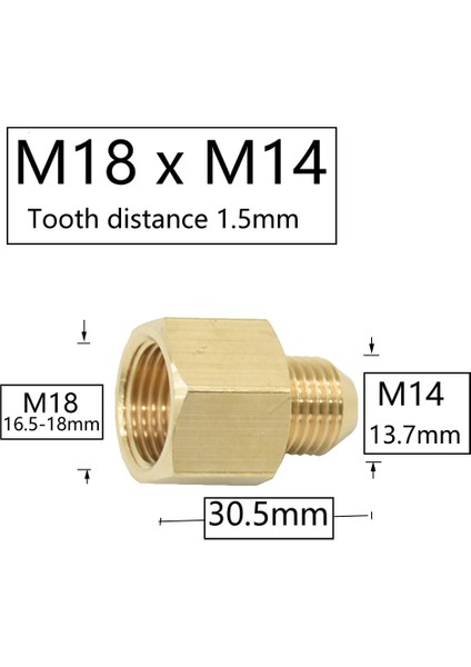 M14 x M18 Stili I" Iplik Konektörü Brae Onarım Uzatması Kuplör Musluk Fıskiye Bakır Bağlantısını Azaltma (Yurt Dışından)
