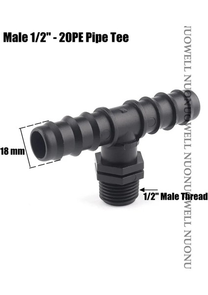 Erkek 1l2 IN-20MM Tee Stili Okunan Tee Konnektörler Pe Sulama Borusu Konnektörü Mikro Sulama Sistemi Su Pagoda Konnektörleri (Yurt Dışından)