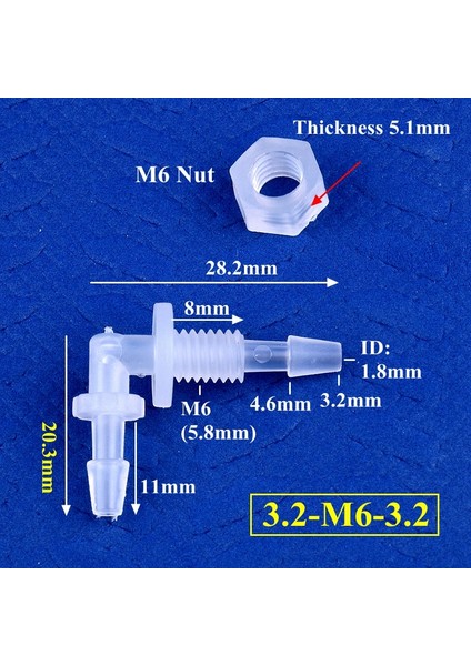 3.2-M6-3.2 Stili 20 Parça 5~ Altıgen Somun M6~g Agoda Dirsek Konnektörleri Akvaryum Tankı Hava Pompası Hortum Bağlantıları Sulama Boru Ek Parçaları (Yurt Dışından)