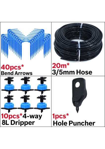 KSL01-KIT029-8L-4WAY Stili Sera Damla Sulama 4 Yollu Damla Ok Pot Bahçe Çim 10SETSET Için 2 Yollu Verici Sulama Sulama Sistemi (Yurt Dışından)