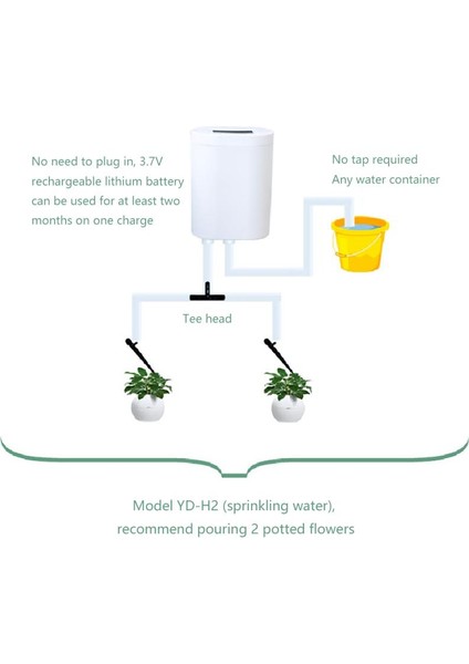2 Kafa Stili Kafa Otomatik Sulama Pompası Kontrol Cihazı Çiçekler Bitkiler Ev Yağmurlama Damla Sulama Cihazı Pompa Zamanlayıcı Sistemi Dış Mekan (Yurt Dışından)