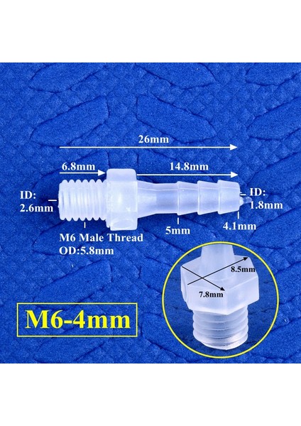 M6-4mm Stili 20 Parça 5~ 2~10MM Pp Pagoda Doğrudan Konnektörlere Iplik Akvaryum Tankı Adaptörü Sulama Sistemi Su Borusu Hortum Bağlantıları (Yurt Dışından)
