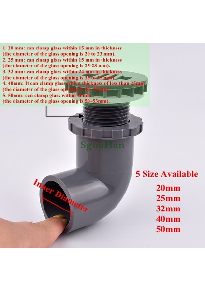 Gri Renk Stili Iç Çap 32MM 1 Adet Kımlık 20 ~ 50MM Pvc Boru 90 ° Dirsek Akvaryum Balık Tankı Drenaj Bağlantıları Ev Dıy Su Temini Boru Ek Parçaları Drenaj Konnektörleri (Yurt Dışından)
