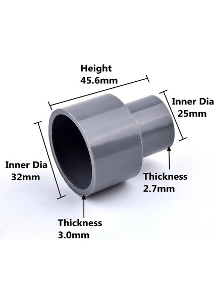 32-25 mm Stili 1 Parça 1 mm Pvc Düz Redüksiyon Konnektörleri Su Borusu Bahçe Sulama Su Borusu Konnektörü Akvaryum Adaptörü (Yurt Dışından)