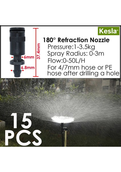 KSL01-KIT098-15PCS Tarzı Kesla Sera Sulama Yağmurlama Damlatıcı Damla Sulama Bahçe Ayarlanabilir Sis Yayıcılar Kazık Mikro Sprey Döner Nozul (Yurt Dışından)