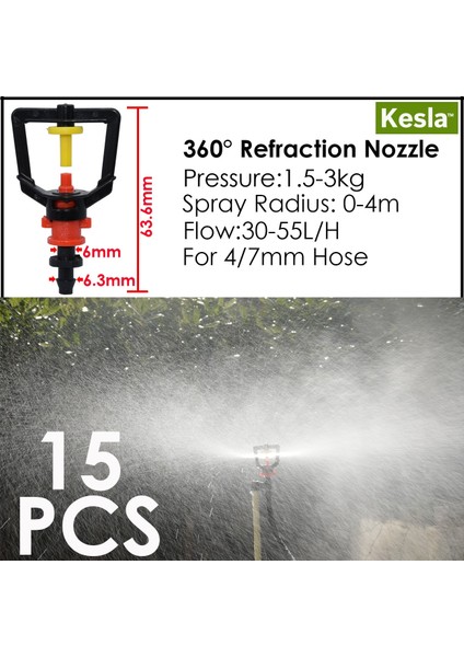 KSL01-KIT098-15PCS Tarzı Kesla Sera Sulama Yağmurlama Damlatıcı Damla Sulama Bahçe Ayarlanabilir Sis Yayıcılar Kazık Mikro Sprey Döner Nozul (Yurt Dışından) modelleri