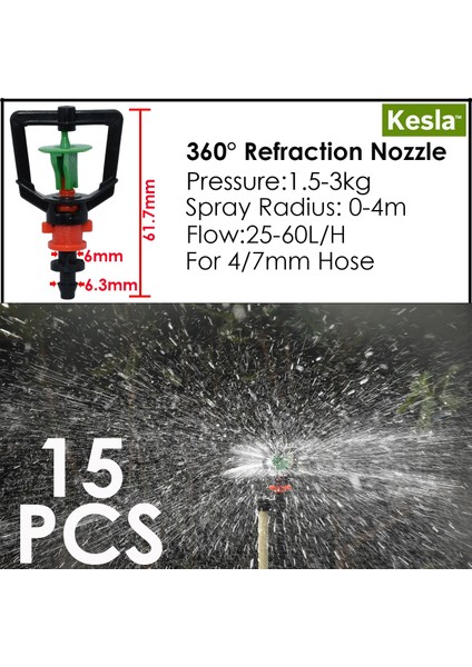 KSL01-KIT098-15PCS Tarzı Kesla Sera Sulama Yağmurlama Damlatıcı Damla Sulama Bahçe Ayarlanabilir Sis Yayıcılar Kazık Mikro Sprey Döner Nozul (Yurt Dışından) indirimleri