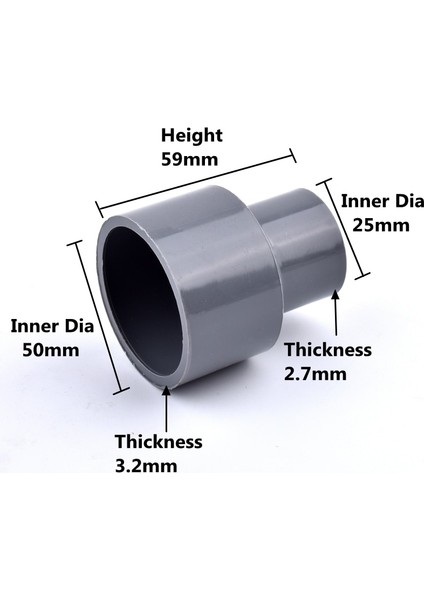 50-25 mm Stili 1 Parça 1 mm Pvc Düz Redüksiyon Konnektörleri Su Borusu Bahçe Sulama Su Borusu Konnektörü Akvaryum Adaptörü (Yurt Dışından)