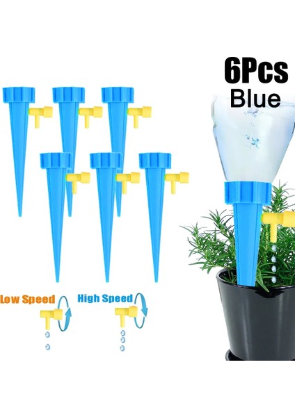 6 Adet Mavi Stil Otomatik Damla Sulama Aracı Sivri Otomatik Çiçek Bitki Bahçe Sulama Sistemi Kiti Ayarlanabilir Su Kendinden Sulama Cihazı (Yurt Dışından)