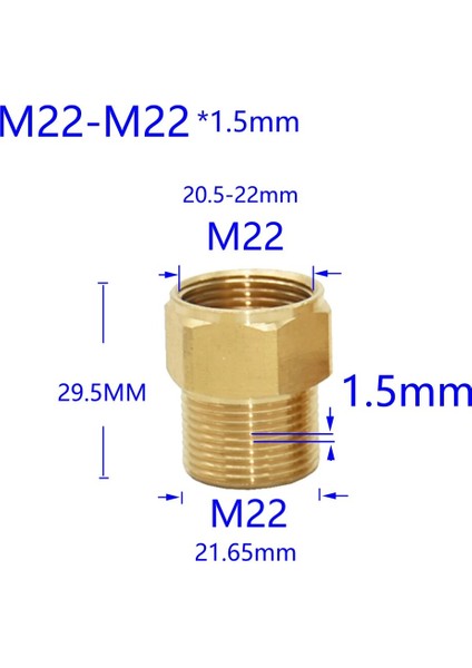 1ı2 x M22 x 1,5 mm Stili Fıskiyeli Su Arıtma Musluğu Bakır Bağlantı Parçaları Diş Aralığı Için Pirinç Dişli Konnektör Erkek Dişi (Yurt Dışından)
