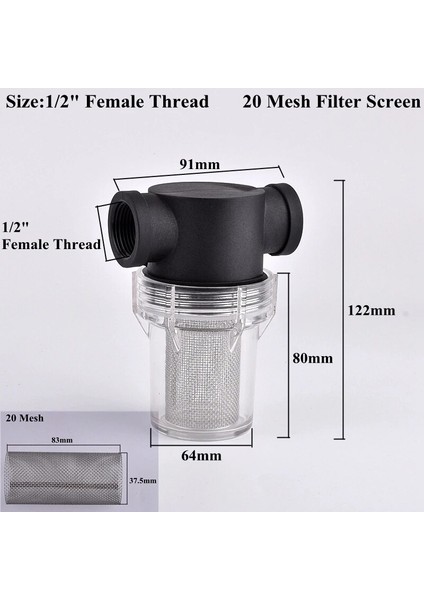 1ı2 Inç 20 Mesh Stili 1 Bilgisayar Inç Bahçe Sulama Filtresi Gölet Sulama Filtresi Akvaryum Balıkları Tankı Su Pompası Süzgeç 10 ~ 80 Mesh Filtre Ekranı (Yurt Dışından)