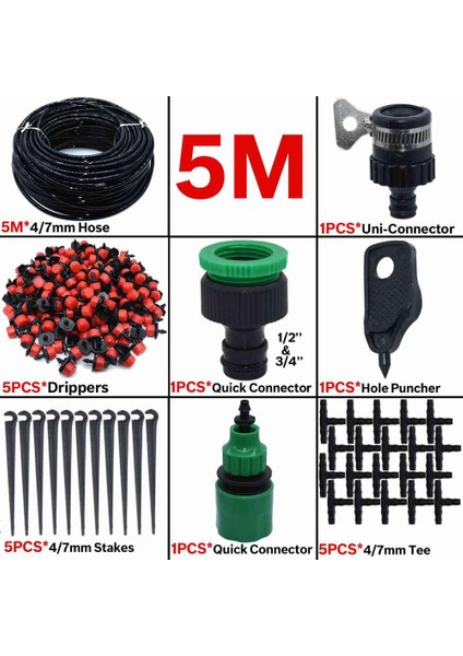 KSL01-011-5M Stili Kesla mm Hortum Mikro Damla Sulama Sulama Kitleri Sistem Otomatik Ayarlanabilir Atomize '' Damlatıcı Bahçe Serası (Yurt Dışından)
