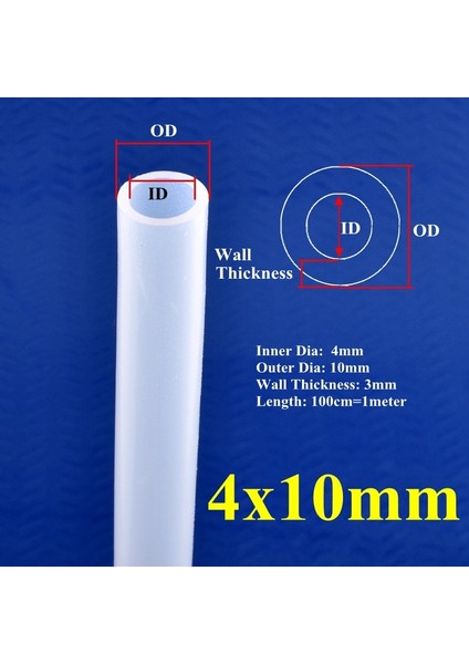 4X10 mm Stili Uzunluk 100 cm 1m Id1 ~ 5mm Şeffaf Şeffaf Gıda Sınıfı Silikon Hortum Akvaryum Tankı Hava Pompası Kauçuk Tüp Bahçe Sulama Yumuşak Esnek Boru (Yurt Dışından)