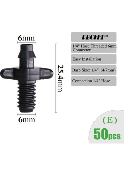E X50PCS Stili Rbcfhı Bahçe Sulama Konnektörleri Dikenli Tek Çift Tee Dirsek Damla Ok Çapraz Kaplin Sulama Hortum Uydurma (Yurt Dışından)