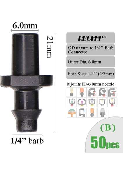 E X50PCS Stili Rbcfhı Bahçe Sulama Konnektörleri Dikenli Tek Çift Tee Dirsek Damla Ok Çapraz Kaplin Sulama Hortum Uydurma (Yurt Dışından) indirimleri