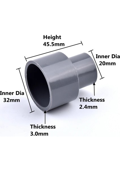 32-20 mm Stili 1 Parça 1 mm Pvc Düz Redüksiyon Konnektörleri Su Borusu Bahçe Sulama Su Borusu Konnektörü Akvaryum Adaptörü (Yurt Dışından)