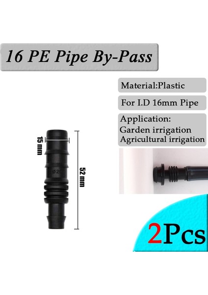 16 mm Baypas Stili 2 Adet Bahçe Sulama Hortumu Konnektörleri Pe Boru Eklemleri Eşit Dirsek Düz Konnektör Tarımsal Sulama Sistemi Ek Parçaları (Yurt Dışından)
