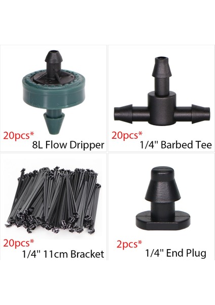 F Stili Bahçe Damla Sulama Kiti Mikro Mist Sprey Soğutma Sistemi Hortumu Tee Konnektörlü Otomatik Sulama Yağmurlama Damlatıcı (Yurt Dışından)