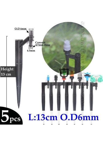 13CM-6MM Stili 5 Adet Uzunluk: 13~50CM Od Sulama Sprinkler Nozul Desteği Spike Sulama Sprinklerleri Kazıklar Bahçe Su Konnektörleri (Yurt Dışından)