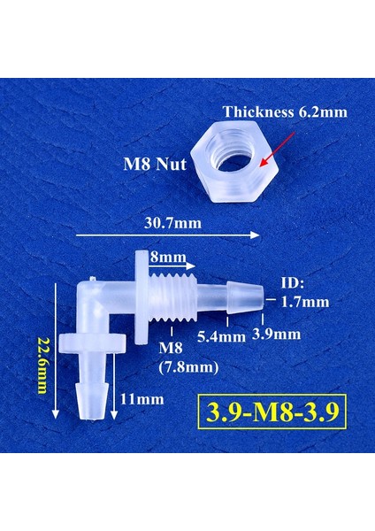 3.9-M8-3.9 Stili 20 Parça 5~ Altıgen Somun M6~g Agoda Dirsek Konnektörleri Akvaryum Tankı Hava Pompası Hortum Bağlantıları Sulama Boru Ek Parçaları (Yurt Dışından)