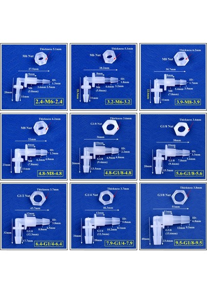 3.9-M8-3.9 Stili 20 Parça 5~ Altıgen Somun M6~g Agoda Dirsek Konnektörleri Akvaryum Tankı Hava Pompası Hortum Bağlantıları Sulama Boru Ek Parçaları (Yurt Dışından)