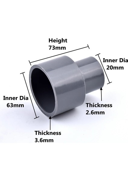 63-20MM Stili 1 Parça 1 mm Pvc Düz Redüksiyon Konnektörleri Su Borusu Bahçe Sulama Su Borusu Konnektörü Akvaryum Adaptörü (Yurt Dışından)