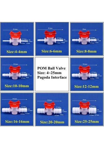 4-4 mm Tarzı 1 Parça 1~~25MM Pom Küresel Vana Damla Sulama Sistemi Hortum Pagoda Ortak Akvaryum Tankı Hava Pompası Bahçe Su Bağlantısı Boru Vanası (Yurt Dışından)